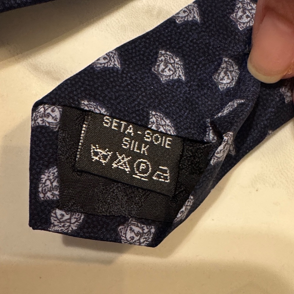 Versace Navy Blue Patterned Tie - image 4